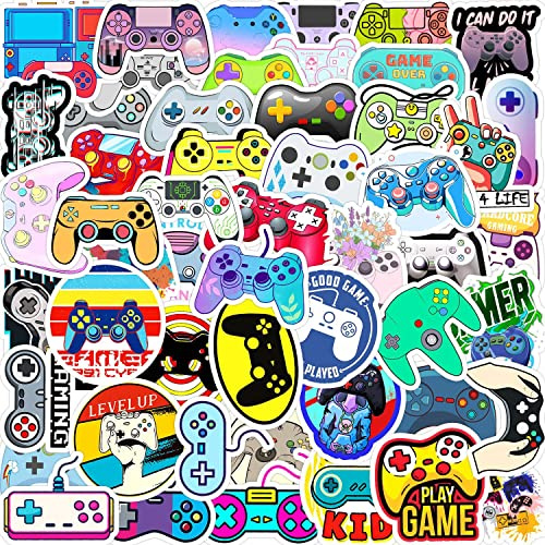Pack of 50 Gamepad Stickers, Video Gaming Game Stickers for Laptop, Phone, Water Bottle, Suitcase, Guitar, Pad, Cute Aesthetic Vinyl Stickers, Waterproof, Scrapbook Stickers (C)