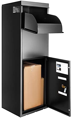 VEVOR Cassetta Postale per Pacco a Pavimento 35,5x29,5x105,5 cm in Acciaio Zincato con Serratura a Codici Capacità Carico 50kg, Cassetta a Terra per Pacchi Dimensioni max. per Pacco da 18x26,5x40 cm