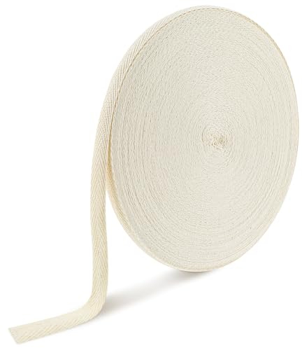 Molain Schrägband Baumwollband, 50m Baumwoll Schrägband, Nahtband Baumwolle Breites Baumwolle Gefalzt Gurtband Webbing mit Fischgrätenstich für DIY Handwerk Schrägband für Näharbeiten (Breite 10mm)