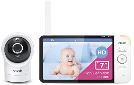 Vtech RM7764HD with Camera 1080p WiFi Remote Access, 7 Inch Video, 360° Pan and Tilt, with Camera HD Night Vision 2-Way Talk Temperature Sensor, iOS & Android
