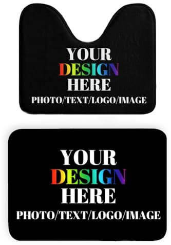 LLLGSH Juego de alfombras de baño Personalizadas de 2 Piezas, Alfombrilla baño Personalizadas, Juego de alfombras de baño Personalizada con Foto Texto, para bañera,Ducha y baño