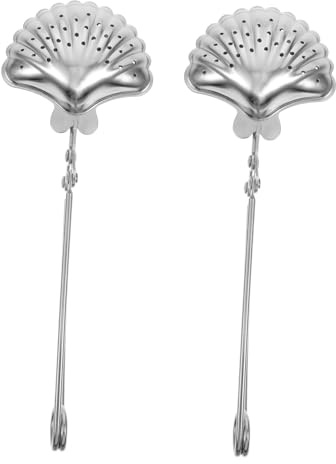 Alipis Passoires à Thé Filtre Résistant Haute Température Lot de 2 en Acier Inoxydable Argenté Infuseur à Thé de Coquillage Pratique pour Bureau et Maison