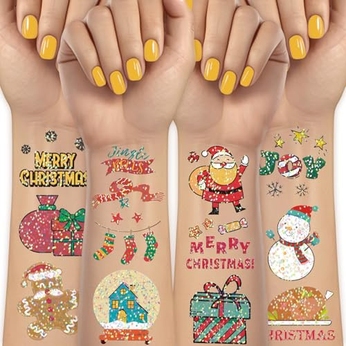 Acevegue Tatouage Noël Enfant, 408 Feuilles Paillette Garçon, Petit Cadeau et Décoration, Remplissage de Bas