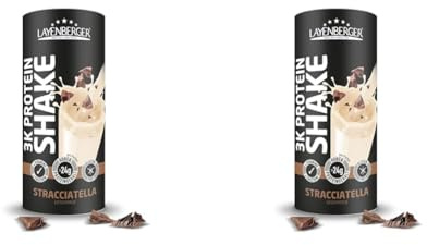 Layenberger 3K Protein Shake - 80% Eiweiß und nur 3,5% Kohlenhydrate bei 8,6 g Zucker, (1x 360 g) - Stracciatella (Packung mit 2)