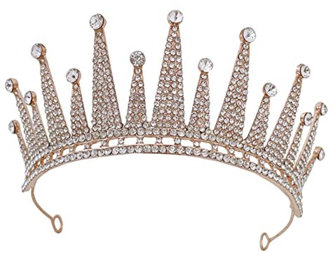 PLAFOPE Strass-krone Prinzessinnenkronen Diamant Tiara Haarschmuck Für Die Hochzeit Perlenstirnband Silberne Hochzeit Braut Stirnband Damen Stirnbänder Diademe Für Zinklegierung Golden