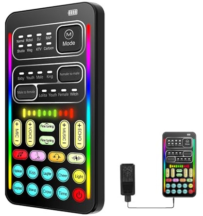 Voice-Changer-Gerät,Tragbarer Stimmenverzerrer | Cool Lights Sound Board | Voice Disguiser/Modulator für Handy, Computer, Tisch/PC/Telefon/Laptops mit einstellbaren Sprachfunktionen