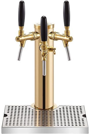KEhtu Torre De Cerveza Grifo De 3 Vías, Columna De Grifo De Acero Inoxidable, Dispensador De Vino con Bandeja De Goteo, Conexión De Grifo De Cerveza para Cerveza, Jugo, Latas De Refrescos