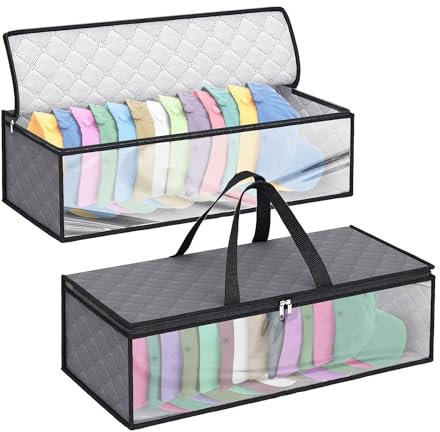 omolly 2 Pack Hat Storage Organizer with Carry Handles, Baseball Cap Storage Bag, Hat Storage Box, Cap Storage for Baseball Caps, Hat Organizer Case Capbox for Home Travel, 51 * 20 * 21cm