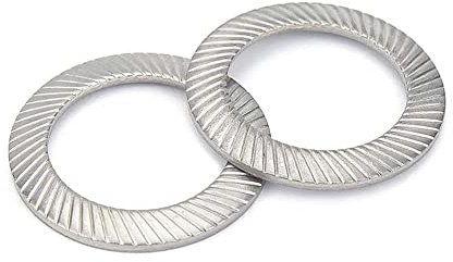 Rändelscheiben aus Edelstahl, 10/50 STÜCK 304 Edelstahl-Tellerfeder, gezackte Sicherungsscheibe, gerändelte elastische Dichtung, M2,5, M3, M4, M5, M6, M8, M10, M12, M14, M16, DIN9250 A2(50pcs M6)