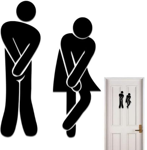 WC Türschild Toilette Selbstklebend, Mann Frau WC Schild Lustige Gästetoilette WC Schilder Schwarz Tür Wandaufkleber Abnehmbare Badezimmer Schild Toilettenschilder