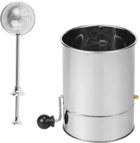 KTCINA Lot de 2 tamis à farine en acier inoxydable - Rotatifs manuels - Design à mailles fines - 5 x 5 x 18 cm - Durables - Antirouille - Passoire de cuisine à mailles fines - Moulin à sucre en poudre