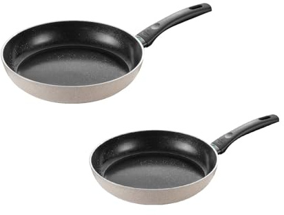 BALLARINI Ledro Bratpfannen-Set 2-tlg (24 cm + 28 cm), Aluminium, Beige, Induktionsgeeignet, Keramik-Antihaftbeschichtung, Thermopoint, Made in Italy, Beige