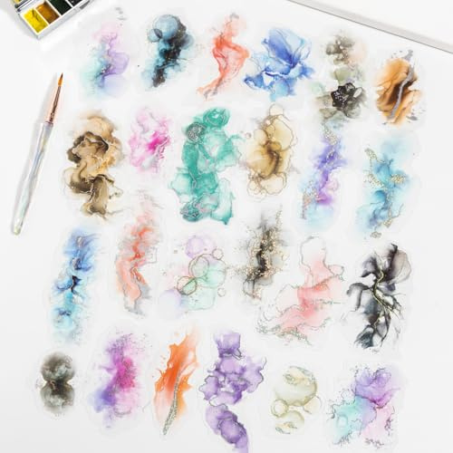 Scrapbook Zubehör Stickers PET Scrapbooking Sticker,60pcs Bullet Journaling Sticker(Flowing Colors)