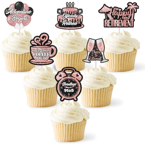 18pcs Rude That You're Leaving But Ok Cupcake Toppers Going Away Party Decorations Glitter Pink We Will Miss You Set with Good Luck Hanging Swirls Honeycomb Centerpieces for Farewell Decorations Party