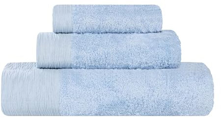 Superior Rayon from Bamboo Blend 3-Piece Towel Set, Luxury Quick Dry, Bathroom Essentials, Shower, Spa, Plush Soft Absorbent Towels, Includes 1 Bath, 1 Hand, 1 Washcloth/Face Towel, Light Blue