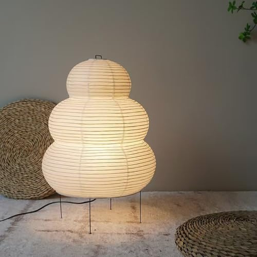 Mengjay Kreative Papier Tischlampe Stehlampe,Retro Reispapier Lampe Nachttischlampe,Tischleuchte Wohnzimmer Deko Lampe, E27 Schreibtischlampe Nachtlicht für Schlafzimmer(A)