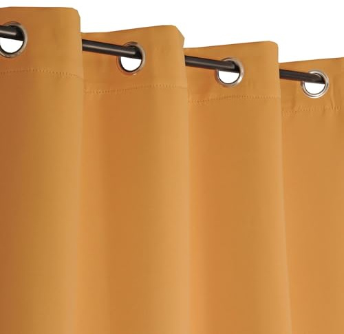Atout Ciel - Cortina térmica Forrada Polar con Ojales, 140 x 240 cm, Lista para Colocar, Color Amarillo Ocre
