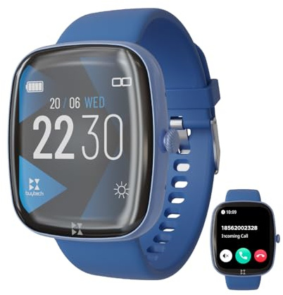 TECHMADE Smartwatch Buytech Gamma för män, 1,83 tum display, digital klocka med Bluetooth-samtal, 80 sportlägen, hjärtfrekvensövervakning SPO2 och sömn. iOS och Android (Blå)