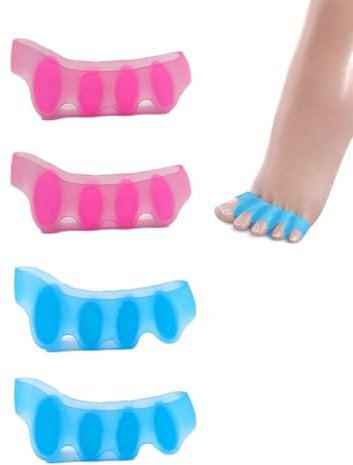 TPZORJX 2 Pares Separadores Dedos Los Pies,Separador Dedos Pie Unisex para Ejercicios Yoga,Corrección Pies,Corrección de Dedos Doblados Superpuestos Juanetes(Azul,Rosa)