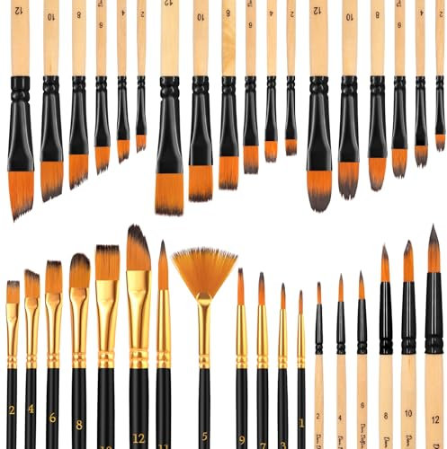 Cirulli Pinceles de Acuarela Profesionales Ligeros y Suaves, 36 pincele de Nailon para Pintura acrílica, Detalles, Acuarela,pinceless miniaturas,brocha Pintura,pincele uñas,Juego de Pinceles, Negro