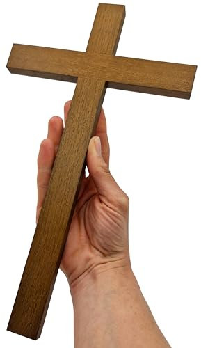 Lunexus Croce in legno da parete, 30 cm, in legno di faggio – benedetto – fatto a mano – croce da parete in legno da appendere – altare di casa – croce in legno di faggio – benedetto – regalo per