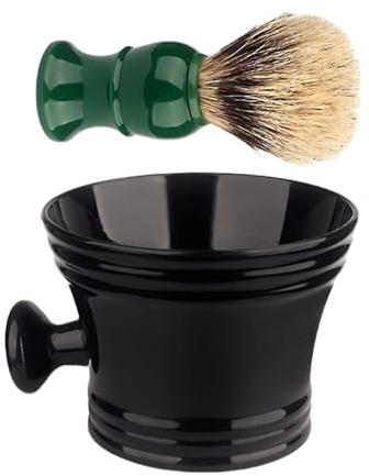 Kit blaireau à raser - Savon à raser - Bol à mousse à raser - Bol à raser - Avec brosse à raser - Créez une crème à raser riche pour les hommes