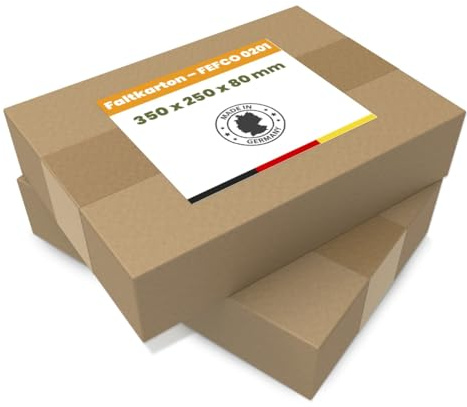 100x DHL Kleinpaket Versandkarton 350x250x80mm | Robuster und Stabiler Karton für DHL, Hermes, DPD Warenpost & Päckchen | Faltkarton für Versand | FEFCO 0201