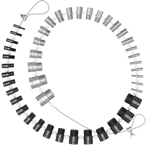 Lot de 44 testeurs de filetage pour écrous et vis, outil pour identifier les filetages extérieurs et intérieurs, jauges de filetage pour écrous métriques et pouces