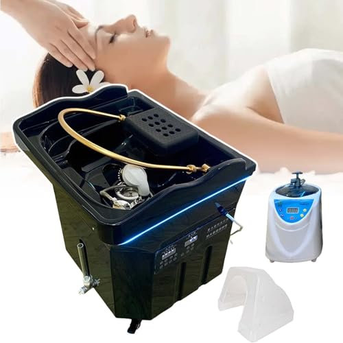 HCAUYNN Spa TêTe Cascade 60 L, RéServoir d'eau Japonais, Bac à Shampoing Vapeur, ÉQuipement De Circulation d'eau par LuminothéRapie,1Set