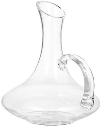 Garneck Glass Wine Carafe with Handle Rounded Incision for Enhanced Purity, Aroma and Taste, Wine Pourer Spout for Drinks Bar and Home Use, Decorative Bar Drink Distributor