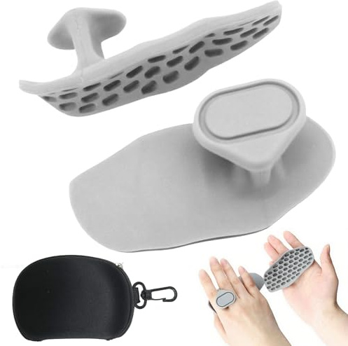 RHQFDM 1 par halkfria grepp för styrketräning, pull-up och crosstraining, ergonomiskt fingerfritt silikonhandtag för fitness, halkfritt och lätt att rengöra, passar alla (grå)