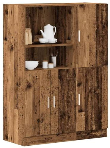JHQHSM Set di 2 armadietti da cucina, effetto legno anticato con scomparti per riporre utensili da cucina, organizer durevole, robusto e resistente all'umidità