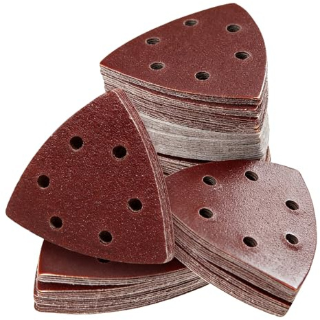 Triangle Sanding Sheets, 120Pcs Triangle Sanding Pads, 6 Holes Mouse Sander Sandpaper Electric Sander Sheets-Sandpaper in 60 120 180 240 320 400 Grits for Detail Mouse