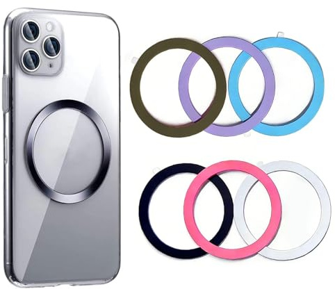 6 Colors Metal Ring Sticker Compatible with Mags-afe Magnetic Wireless Charger, Adapter Ring Sticker for i-Phone/Samsung/Android Phone Cases Magnet Wireless Charging