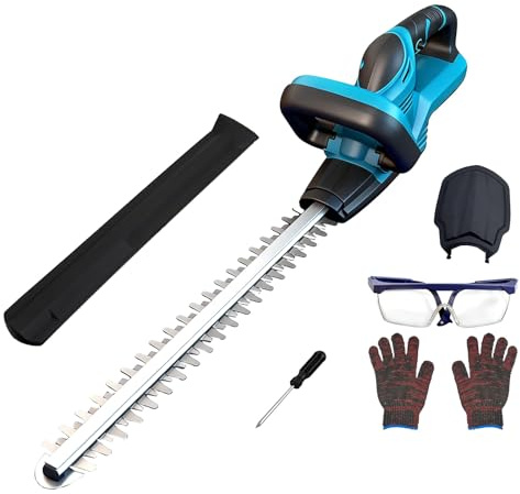 50 CM batteridrivna häcktrimmer, Kompatibel med Makita 18 V-batteri, häcktrimmer med dubbelverkande klinga, skärdiameter 16 mm, för trädgård, buskar och kantväxter (utan batteri)
