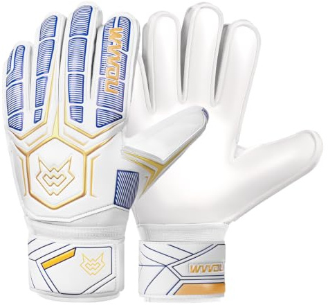 WVVOU Goalkeeper Gloves for Adults and Kids, Goalie Gloves with Finger Guards and Wrist Protection, Football Gloves, Suitable for Matches and Recreation, Comfortable and Breathable