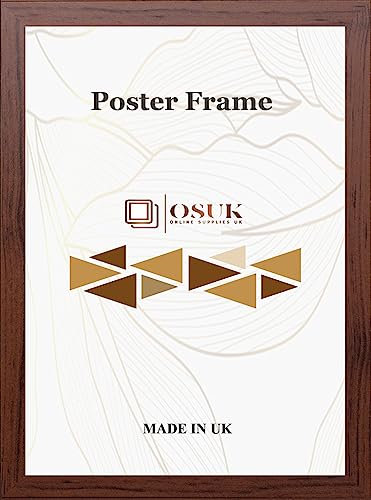OSUK Dark Oak 50x70 cm Size Photo Frame - Plain Flat Style Black 700x500 mm Picture Frame with Clear Perspex Front Tabletop And Wall Picture Frame With Hanging Hooks (50cm x 70cm)
