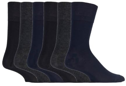 Gentle Grip Sock Shop 6 Pairs Mens Loose Soft Top Non Elastic Bamboo Socks (6-11 UK, SOMRM02)