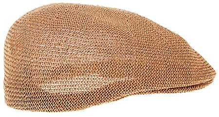 Männer Atmungsaktiv Sommer Stroh Sonnenhut Newsboy Barett Flat Cap Gatsby Schirmmütze Kappe Sportmütze - Khaki, 58 cm