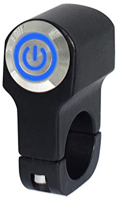 22mm 7/8 ON-Off Motorcycle Switches Handlebar Mount Healight Fog Light Switch with Blue Indicator Light 12V
