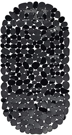 Relaxdays Tappetino Antiscivolo per Vasca da Bagno, Tappeto, con Ventose, Lavabile, Dimensioni LxP: 36 x 68 cm, Nero