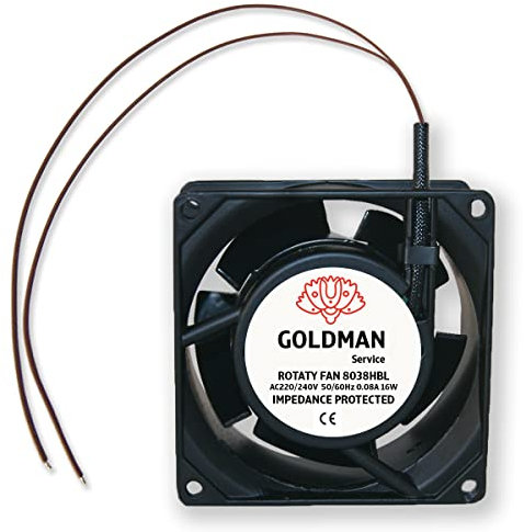 GOLDMAN SERVICE | Ventola ventilatore Axial per cassette camino inseribile alta temperatura di pale metalliche universale. (80x80x38mm)