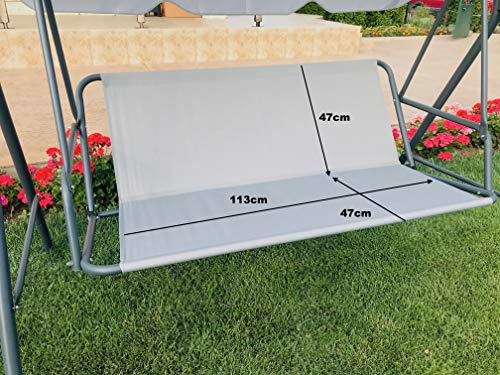 PETELA Ersatz-Schaukelsitzbezug für Hollywoodschaukel, Sitzbezug für Gartenstuhl, für den Außenbereich, 113 x 47 x 47 cm, Grau
