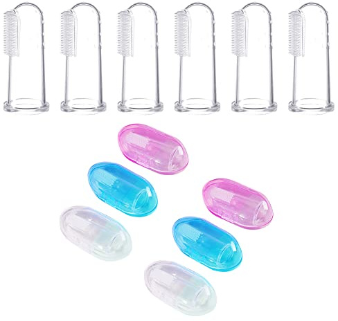 Magik 6~12 Pack Baby Finger Toothbrush Silicone Oral Massager Pets Infant Toddlers (6 Pack)