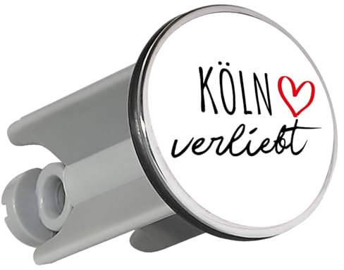 Huuraa Waschbeckenstöpsel Köln verliebt Geschenk 4cm höhenverstellbar 6,5 bis 8,5cm Köln Geschenkidee