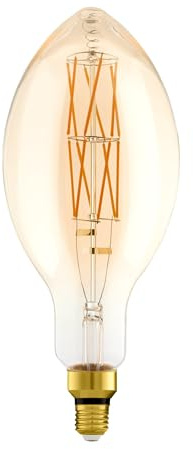 EGLO E27 LED Lampe dimmbar, extra-große Amber Vintage Glühbirne Big Size | Retro-Leuchtmittel in Kerzenform, 8 Watt (entspricht 60 Watt), 806 Lumen, warmweiß, 2100k, E140, Ø 14 cm