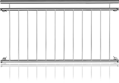 Aufun Französischer Balkon Edelstahl Geländer mit 7 Füllstäben 156x90cm | Modernes Sicherheitsgeländer Für Fenster Und Außenbereiche Wetterbeständige Konstruktion Einfache Wandmontage