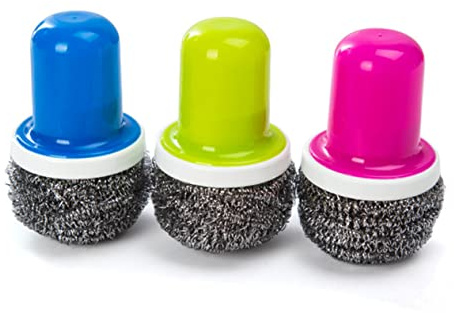 Baluue 5pcs Kitchen Cleaning Brush with Handle Stainless Steel Pot and Pan Brush for Effortless Cleaning and Kitchen Accessories Green