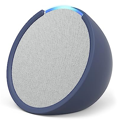 Echo Pop | Altavoz inteligente Bluetooth con Alexa de sonido potente y compacto | Blanco + funda blanda, Made for Amazon, para Echo Pop (modelo del 2023), Azul