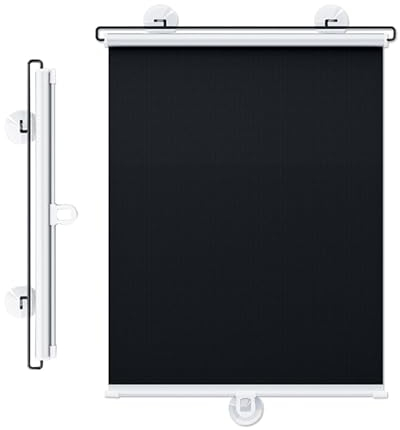 Saugnapf-Verdunklungsvorhänge, Einziehbare Sonnenschutzrollos, 40/45/50/58/68/72/80cm Rollo, Tragbare Temporäre Jalousien Vorhang, Für Tür, Fenster,Black-68x165cm/27x65in